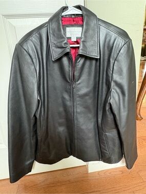 Worthington Lambskin Black Leather Zip-Front Jacket